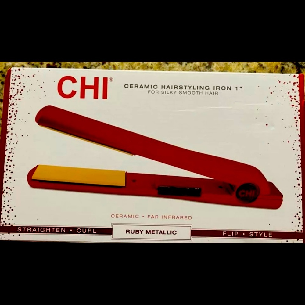 CHI 1" Ceramic Hairstyling Iron Far Infrared Straighten Curl Ruby Metallic Flip